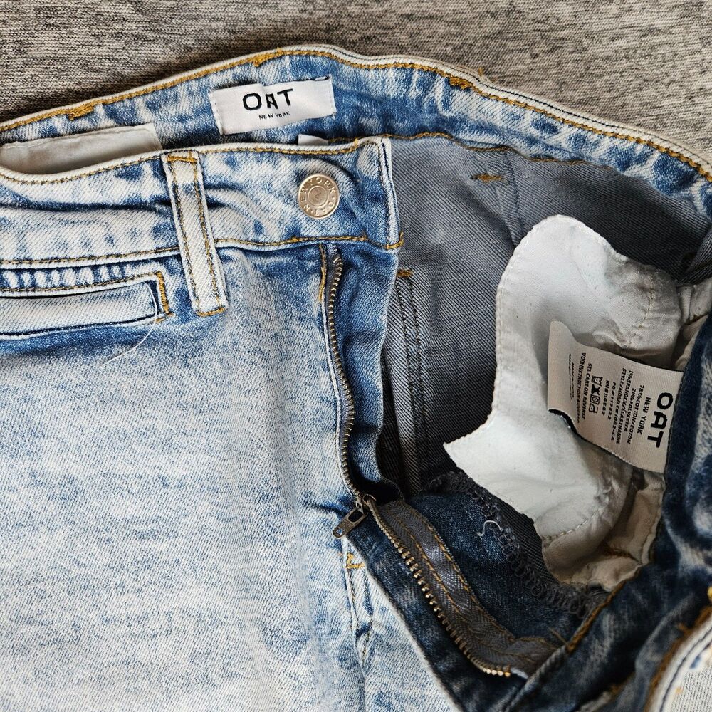 OAT New York Women's Wide Leg Jeans Light Wash Cropped Size 26 Actual 26x26 EUC - Picture 11 of 11